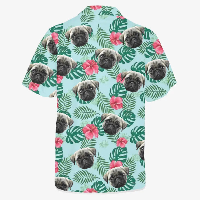Personalized Hawaiian Shirt With Face, Custom Face Hawaiian Shirt For Man Woman, Custom Tropical Hibiscus Flower Unisex Hawaiian Shirt