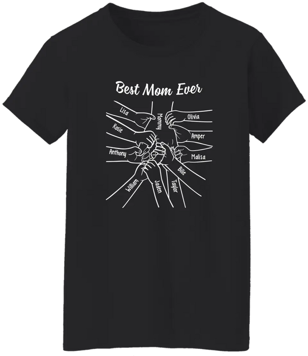 Personalized Best Mom Ever Shirt, Custom Holding Mom's Hand Shirt for Mother, Mother's Day Gift
