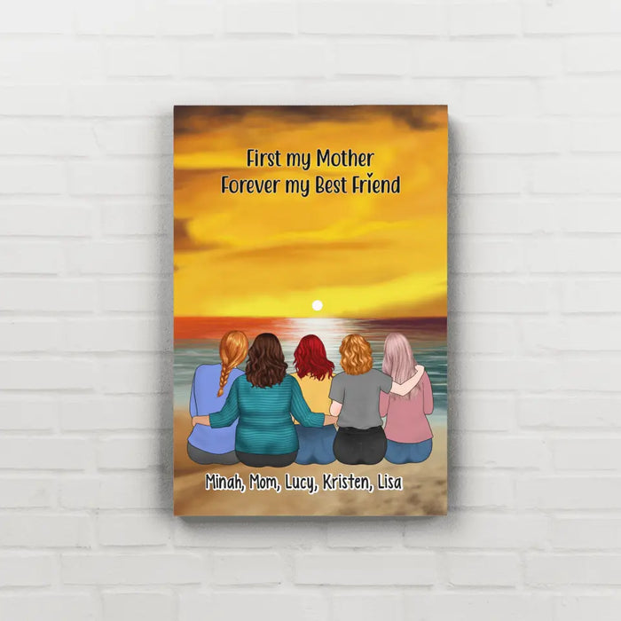 First My Mother Forever My Best Friend- Personalized Canvas, Custom Gift for Mom from Daughters