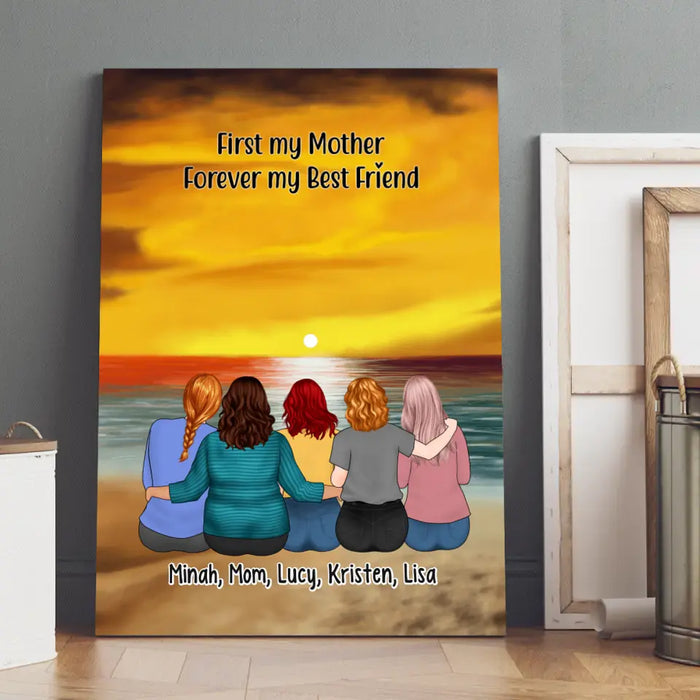 First My Mother Forever My Best Friend- Personalized Canvas, Custom Gift for Mom from Daughters