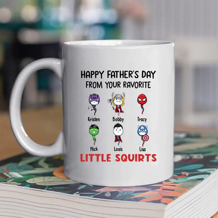 Happy Father's Day from Your Favorite Little Squirts - Personalized Funny Mug for Dad, Custom Hero Dad Mug