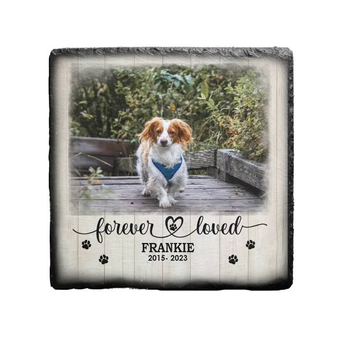 Forever Loved - Personalized Garden Stone, Custom Photo Upload Pet Loss Memorial Sympathy Gifts