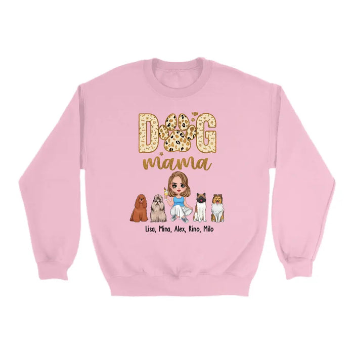 Personalized Dog Mama  Shirt, Custom Girl With Dog Sitting Shirt for Dog Mom, Dog Lovers