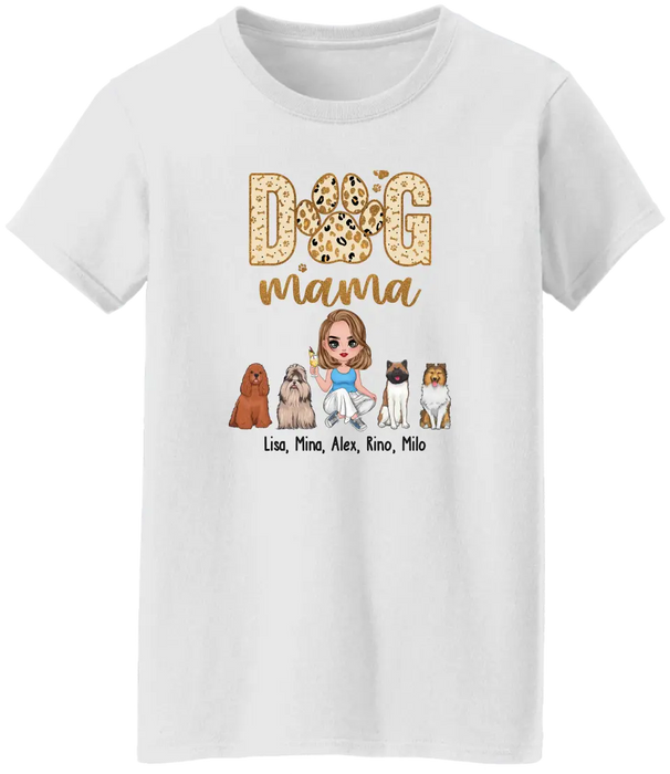 Personalized Dog Mama  Shirt, Custom Girl With Dog Sitting Shirt for Dog Mom, Dog Lovers