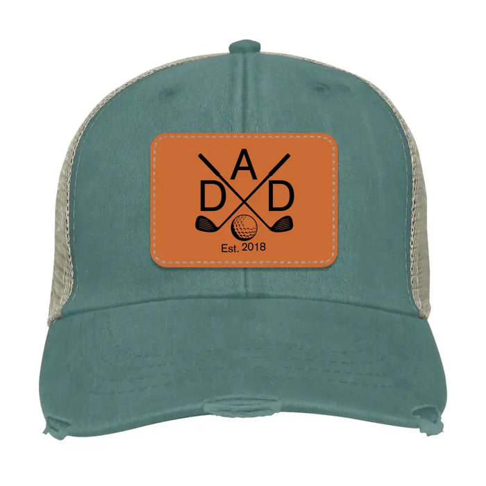 Personalized Golf Dad Est Hat, Golf Dad Est Hat, Gift for Dad Hat, Golf Dad Leather Patch Hat, Golf Dad Distressed Hat