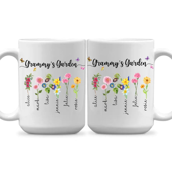 Grandma's Garden Mug - Personalized Gift For Mom Grandma, Mother's Day Gift, Birth Month Flower Mug
