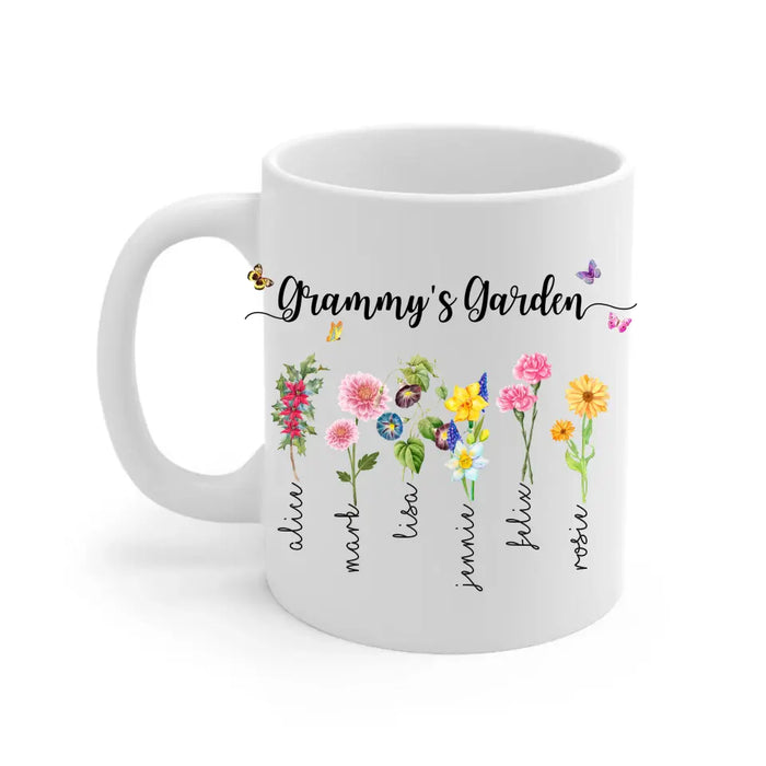 Grandma's Garden Mug - Personalized Gift For Mom Grandma, Mother's Day Gift, Birth Month Flower Mug