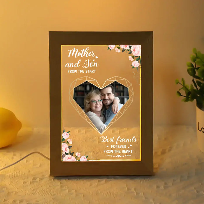 Mother And Son From The Heart Best Friends Forever From The Heart - Personalized Upload Photo Gifts Custom Frame Lamp for Mom, Mother's Day Gift From Sons