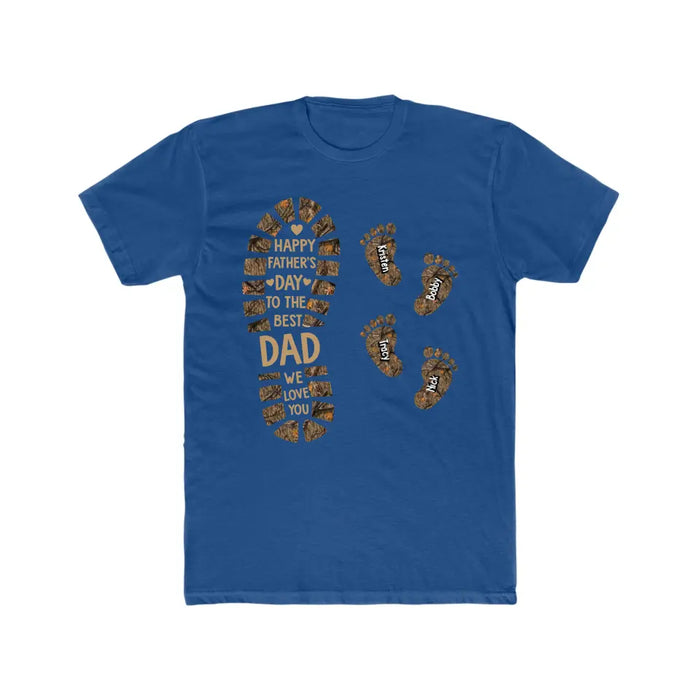 Happy Father's Day To The Best Dad We Love You - Personalized Father and Child Footprint Hunting Shirt, Gift For Dad, Hunting Lovers