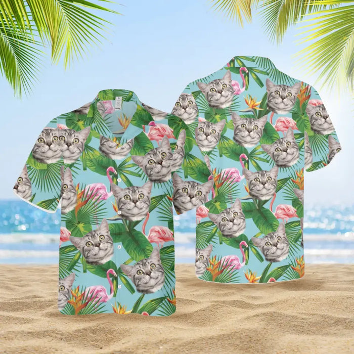 Personalized Hawaiian Shirt With Face, Custom Face Hawaiian Shirt For Man Woman, Custom Flamingo Tropical Aloha Unisex Hawaiian Shirt