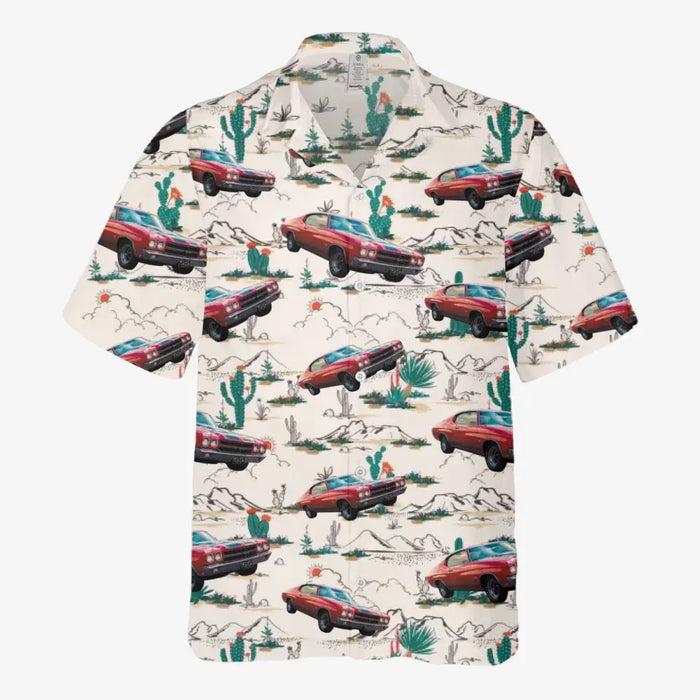 Upload Car Photo Hawaiian Shirt, Personalized Photo Upload Car Unisex Hawaiian Shirt, Custom Hawaiian Shirt, Cactus Desert Hawaiian Shirt