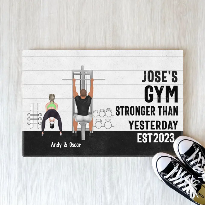 No Excuses Just Results - Personalized Couple Workout Doormat, Gifts For Gym Lovers