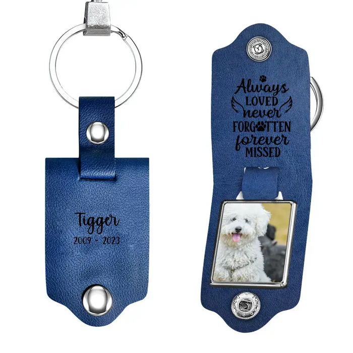 Don't Cry For Me, Mom! I Can Even Fly With My New Wings - Personalized Photo Upload Gifts Custom Leather Keychain For Dog Cat Lovers, Pet Loss Memorial Gifts