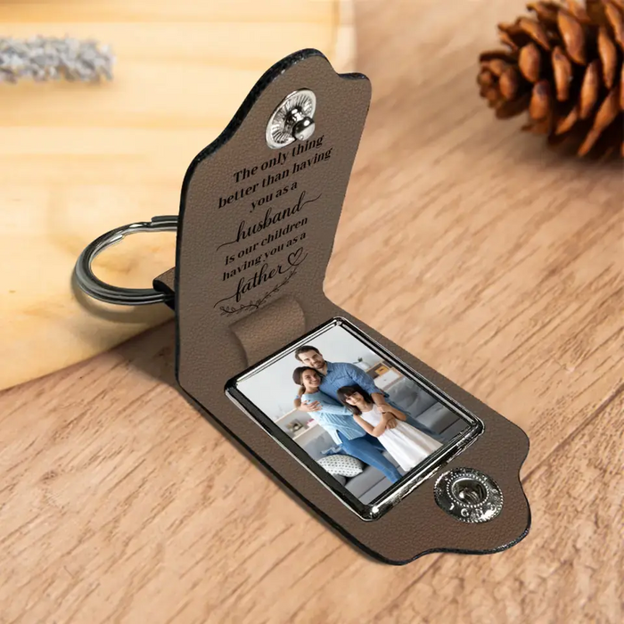 Happy Father's Day! To The World's Best Dad - Personalized Photo Gifts Custom Leather Keychain, Gifts For Dad, Father's Day Gift