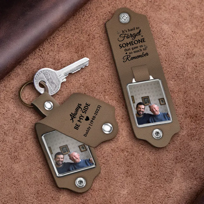 It's Hard To Forget Someone That Gave Us So Much To Remember -  Personalized Photo Gifts Custom Leather Keychain, Gifts For Grandpa, Dad, Father's Day Gift