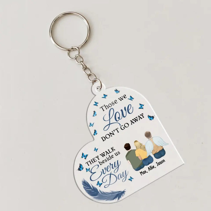Those We Love Don't Go Away They Walk Beside Us Every Day - Personalized Gifts Custom Acrylic Keychain for Loss of Dad Mom, Memorial Gifts