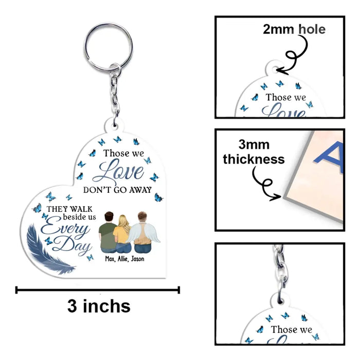 Those We Love Don't Go Away They Walk Beside Us Every Day - Personalized Gifts Custom Acrylic Keychain for Loss of Dad Mom, Memorial Gifts