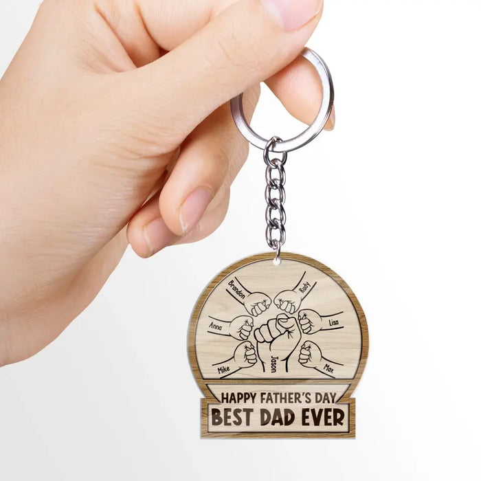 Happy Father's Day Best Dad Ever - Personalized Gifts Custom Acrylic Keychain for Dad, Father's Day Gift