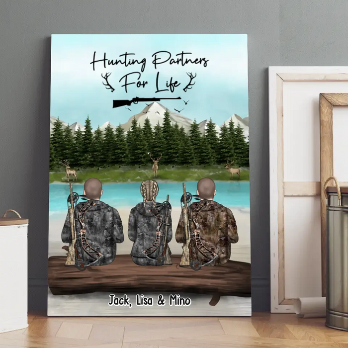 Hunting Partners For Life - Personalized Hunting Canvas Prints, Custom Canvas for Couples, Friends, Hunting Lovers