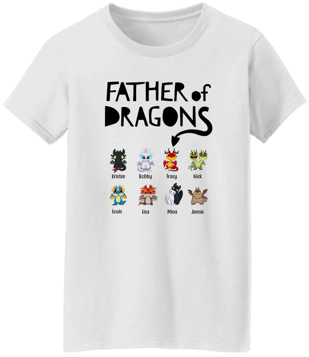 Father Of Dragons - Personalized Baby Dragons Children's Names Shirt For Father, Father's Day Gifts for Dragon Lovers