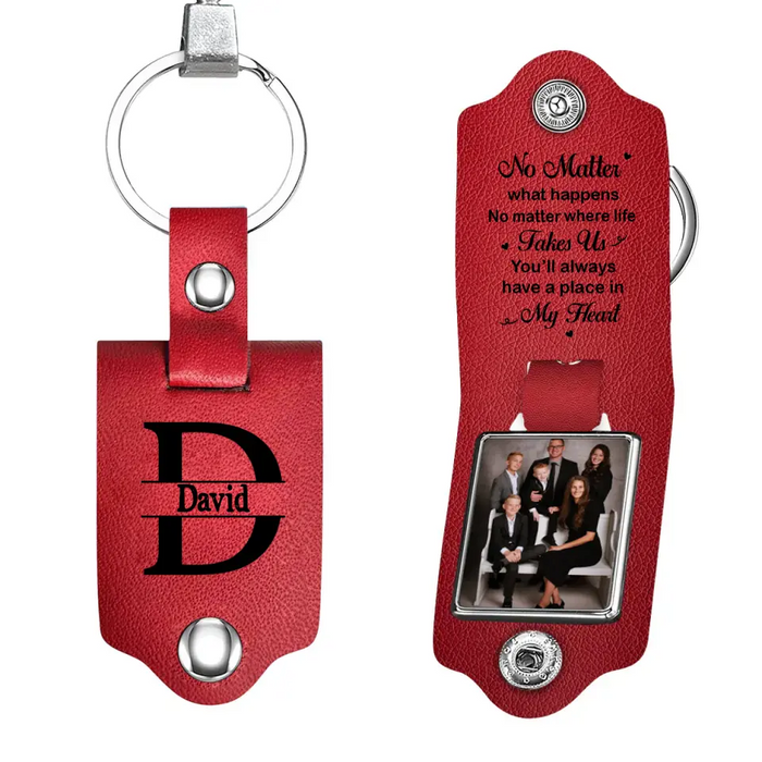 No Matter What Happens No Matter Where Life Takes Us You'll Always Have A Place In My Heart -  Personalized Photo Gifts Custom Leather Keychain, Gifts for Loved Ones