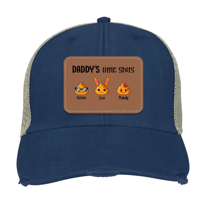 Daddy's Little Shits - Personalized Dad Hat With Kid Names, Custom Hat, Gift for Dad Hat, Leather Patch Hat