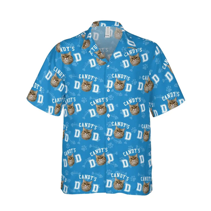 Personalized Cat Dad Hawaiian Shirt, Custom Cat Face Hawaiian Shirt for Men, Cat Lovers