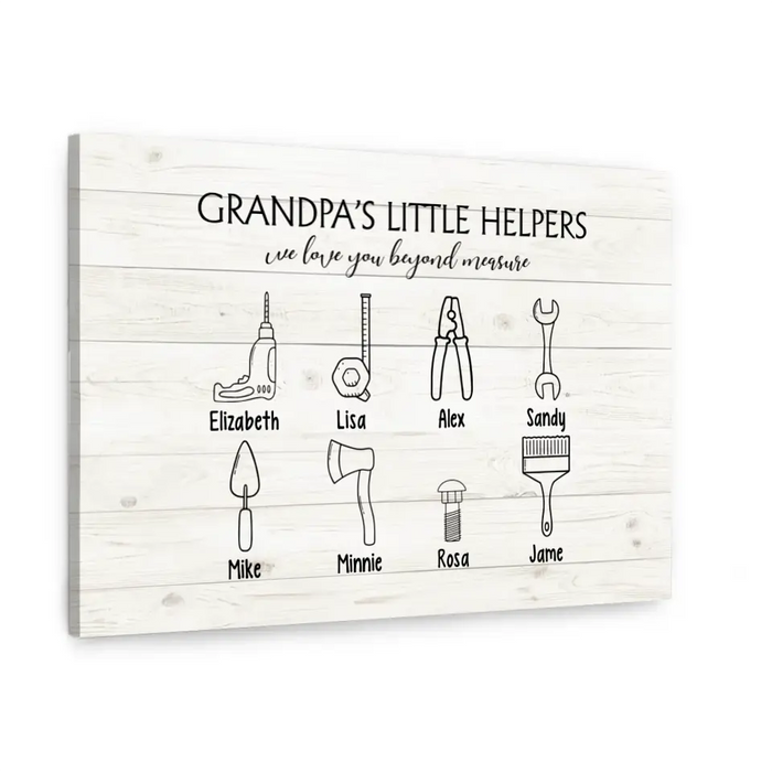 Grandpa's Little Helpers We Love You Beyond Measure - Personalized Gifts Custom Canvas for Grandpa, Father's Day Gifts