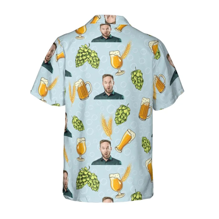 Personalized Face Photo Upload Hawaiian Shirt, Hawaiian Shirt for Men, Gift for Dad, Beer Lovers