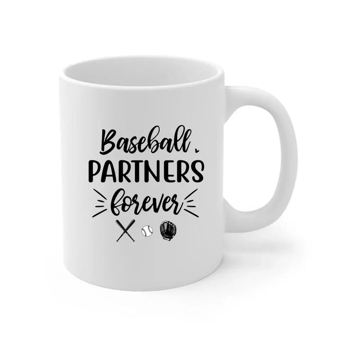 Baseball Partners Forever - Personalized Father and Kids Mug, Gift For Dad, Baseball Lovers