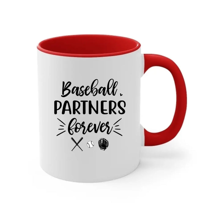 Baseball Partners Forever - Personalized Father and Kids Mug, Gift For Dad, Baseball Lovers