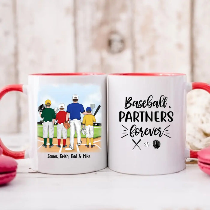 Baseball Partners Forever - Personalized Father and Kids Mug, Gift For Dad, Baseball Lovers