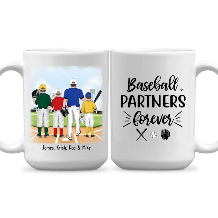 Baseball Partners Forever - Personalized Father and Kids Mug, Gift For Dad, Baseball Lovers