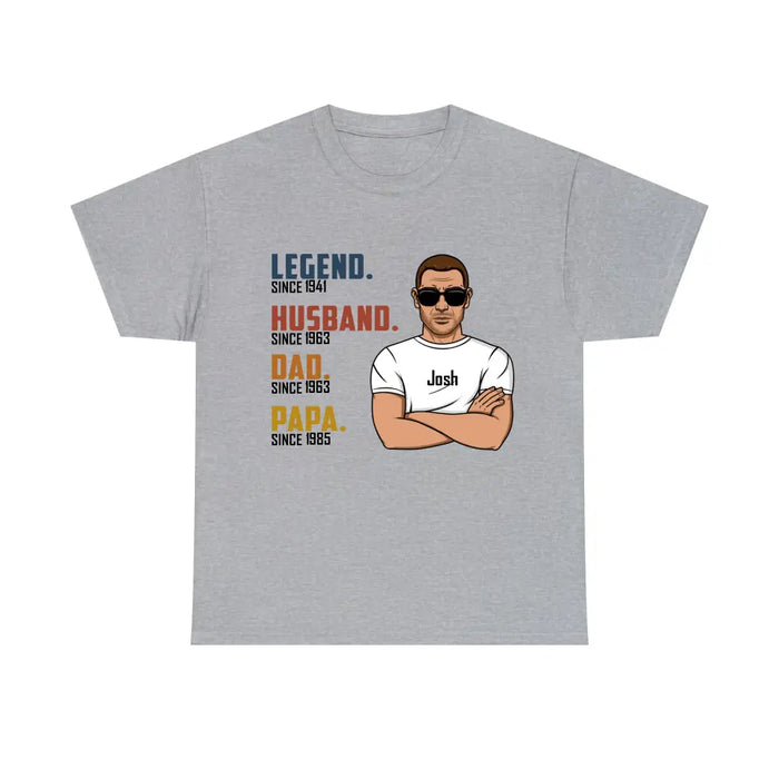 Legend Husband Dad Papa - Personalized Gifts Custom Shirt for Grandpa for Dad