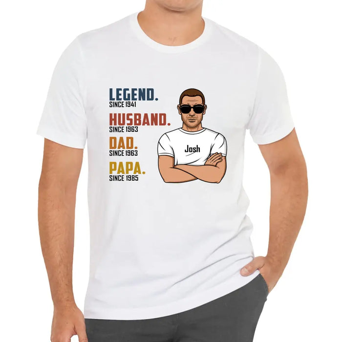 Legend Husband Dad Papa - Personalized Gifts Custom Shirt for Grandpa for Dad