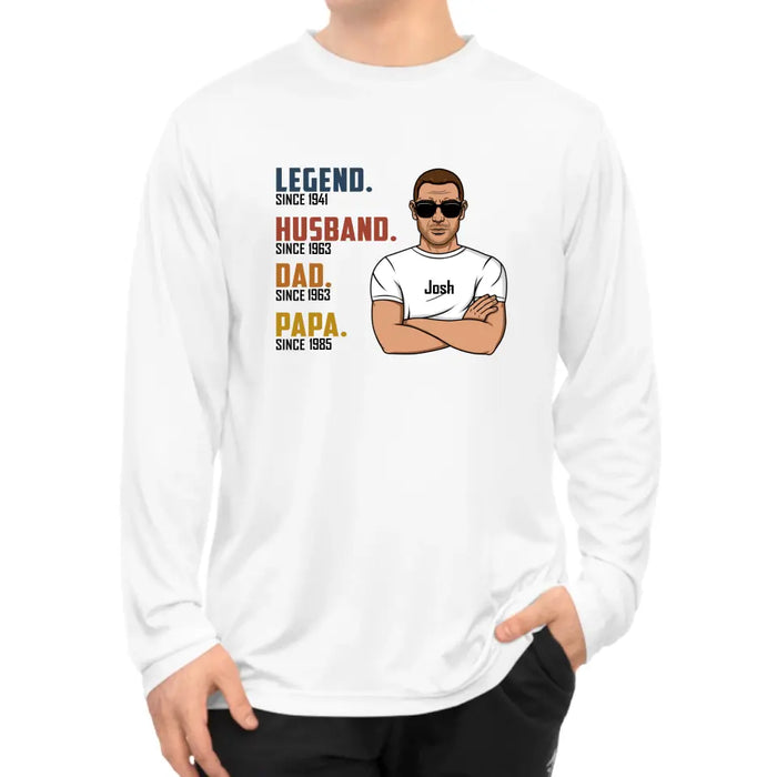 Legend Husband Dad Papa - Personalized Gifts Custom Shirt for Grandpa for Dad