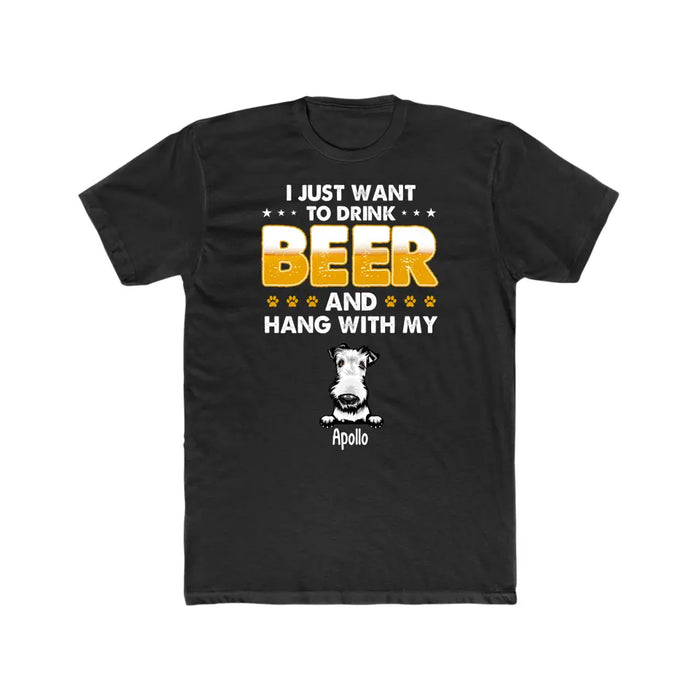 Personalized Shirt, I Just Want to Drink Beer and Hang Out with My Pets, Gift for Dog and Cat Lovers