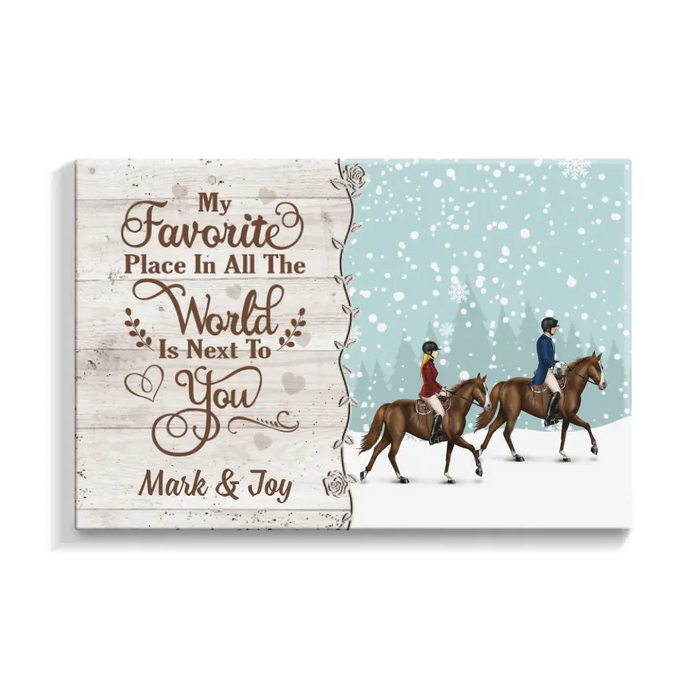 Personalized Canvas, Horse Riding Couple And Friends, Christmas Gift For Horse Lovers