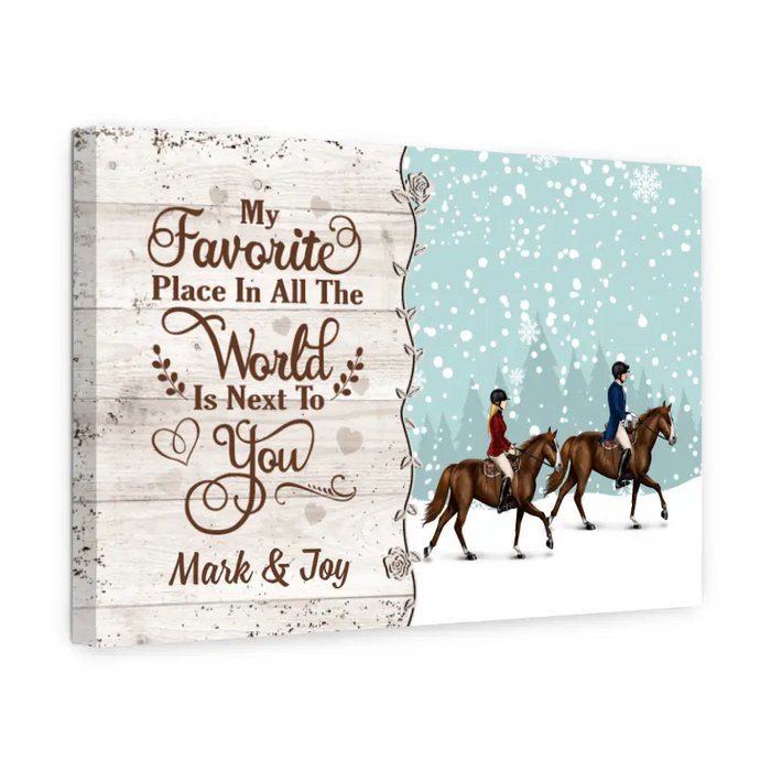 Personalized Canvas, Horse Riding Couple And Friends, Christmas Gift For Horse Lovers