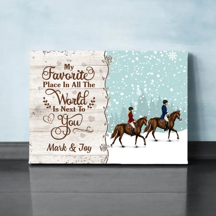 Personalized Canvas, Horse Riding Couple And Friends, Christmas Gift For Horse Lovers