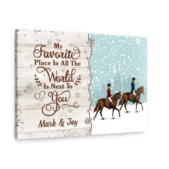 Personalized Canvas, Horse Riding Couple And Friends, Christmas Gift For Horse Lovers