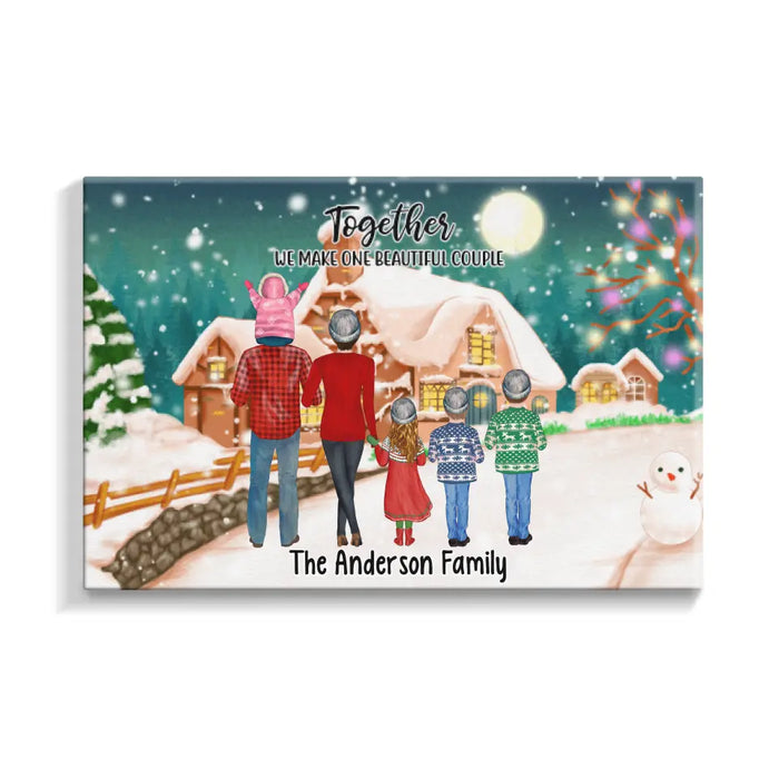 Personalized Landscape Canvas, Christmas Family Standing, Christmas Gift For Family