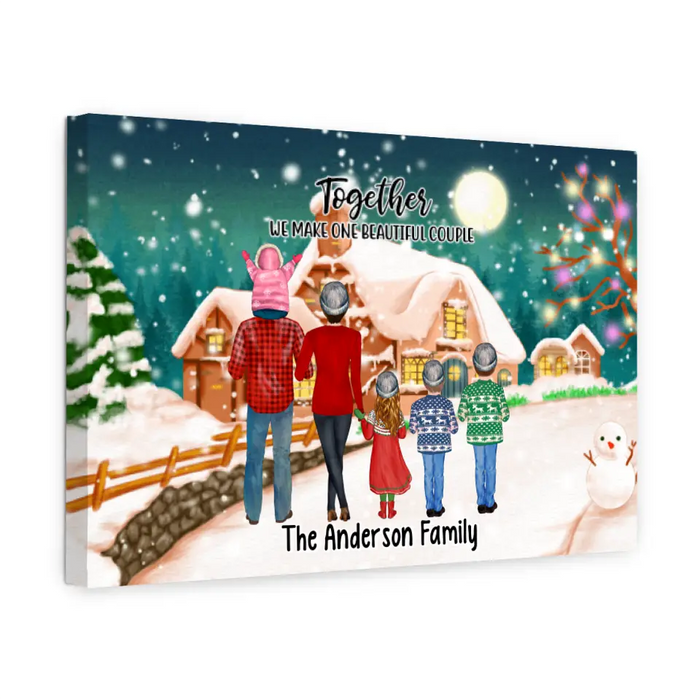 Personalized Landscape Canvas, Christmas Family Standing, Christmas Gift For Family