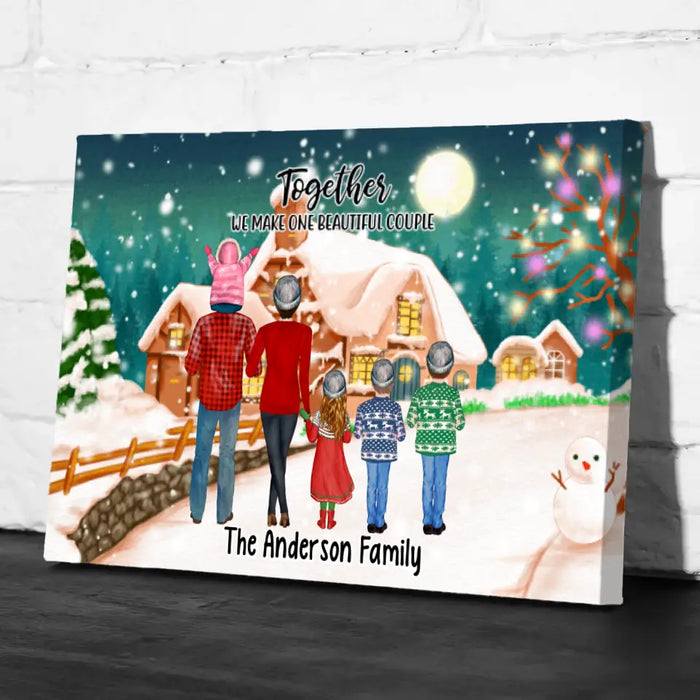 Personalized Landscape Canvas, Christmas Family Standing, Christmas Gift For Family