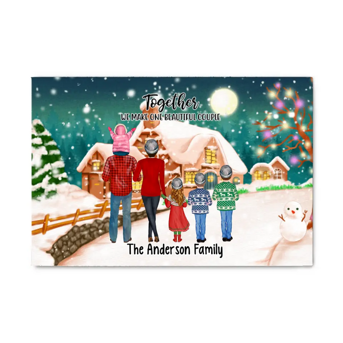 Personalized Landscape Canvas, Christmas Family Standing, Christmas Gift For Family