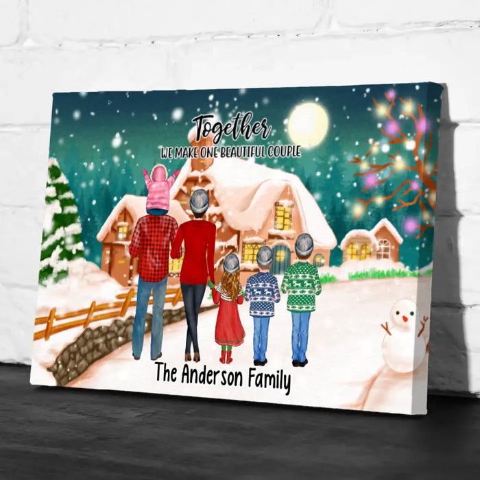 Personalized Landscape Canvas, Christmas Family Standing, Christmas Gift For Family