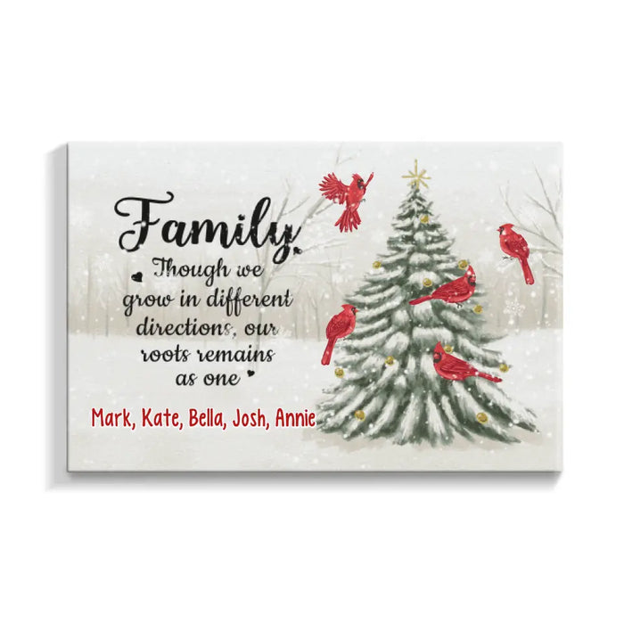 Personalized Canvas, Family Though We Grow In Different Directions, Christmas Gift For Family