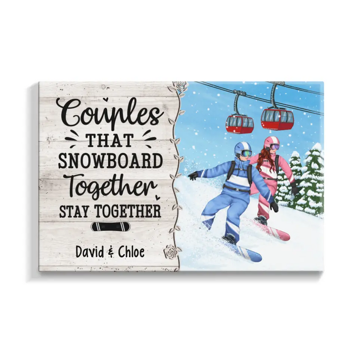 Personalized Canvas, Snowboarding Partners For Life, Couple & Friends, Gift For Snowboarders