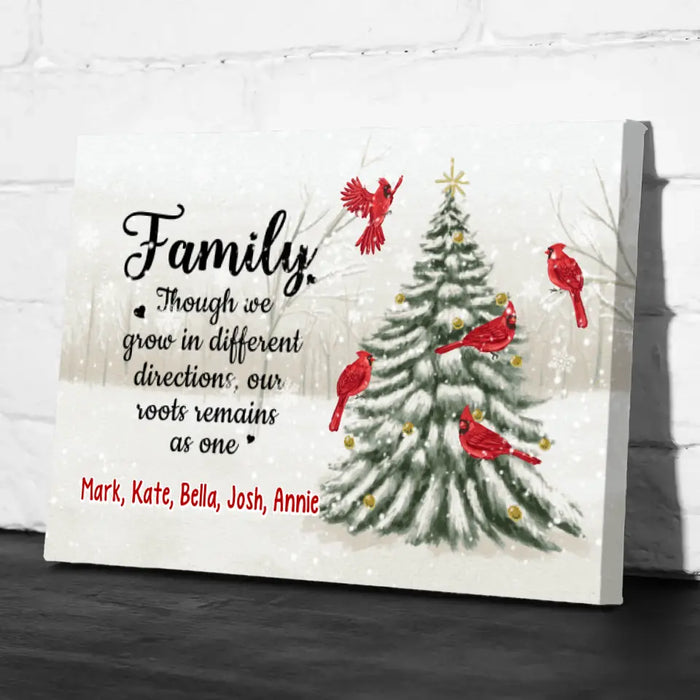 Personalized Canvas, Family Though We Grow In Different Directions, Christmas Gift For Family