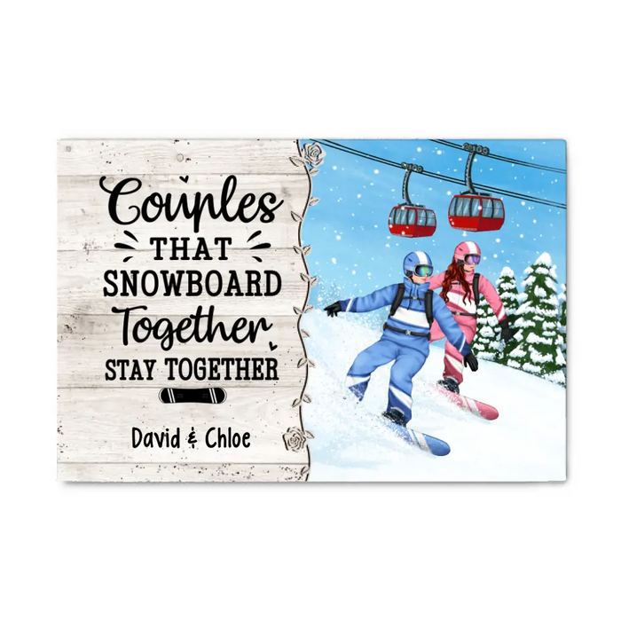 Personalized Canvas, Snowboarding Partners For Life, Couple & Friends, Gift For Snowboarders